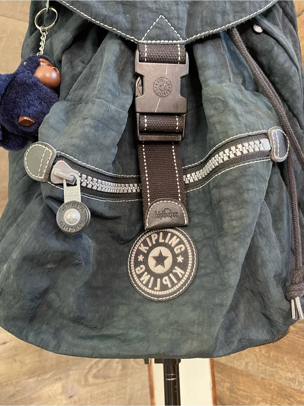 Kipling Deep Blue Everyday Backpack with Monkey Keychain